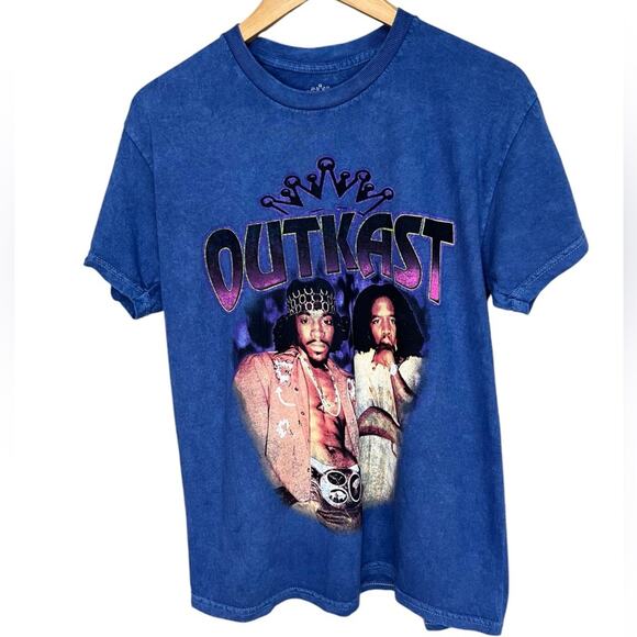 OUTKAST Blue Cotton Crew Neck Short Sleeve Distressed Licensed Band T-Shirt Sz M - Picture 1 of 7